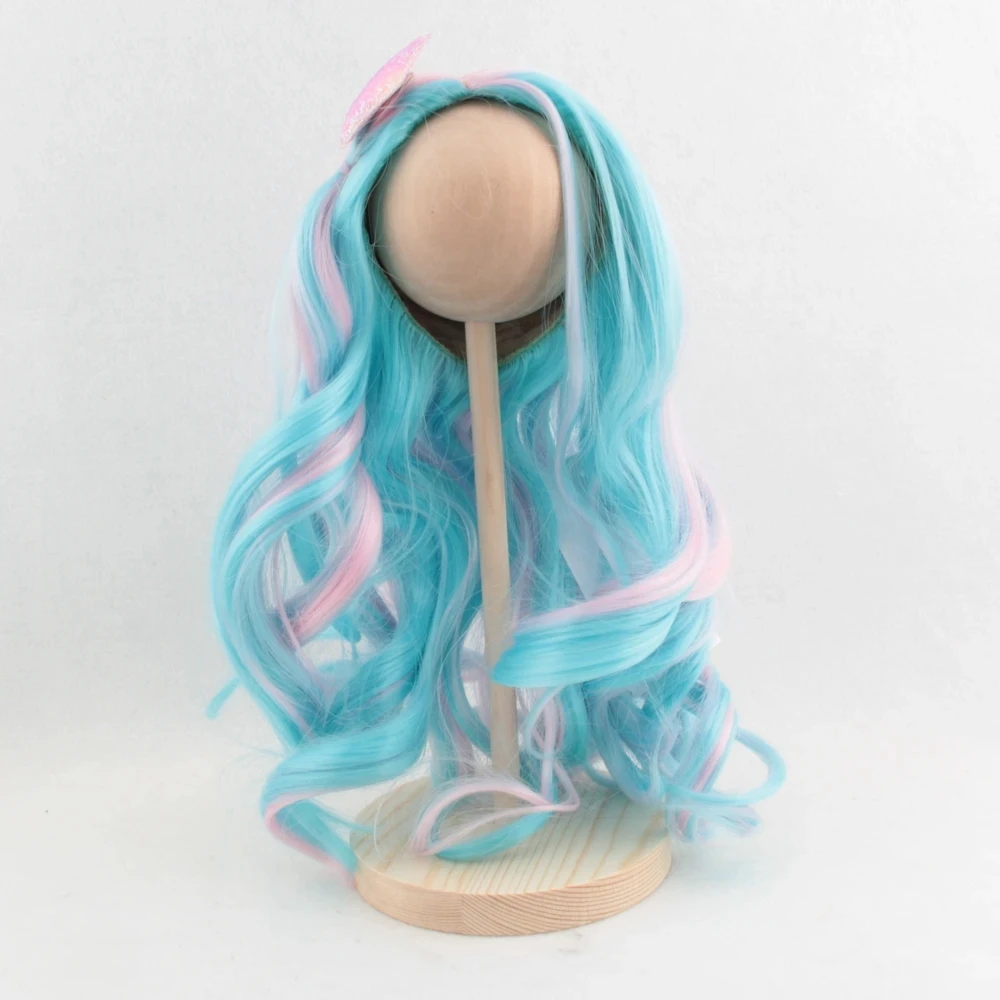 18 inch American Braided Candy Color Fashion Doll Hair Wig Heat Resistant Long Curly Hair DIY Making  Wavy Wig Girl's Gift