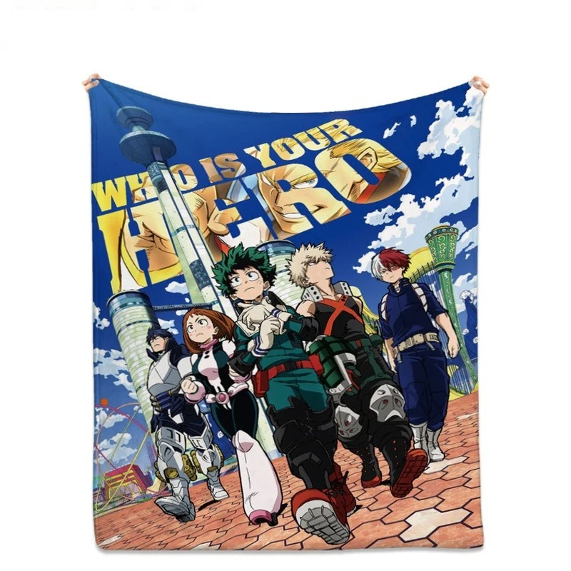 

Anime My Hero Academia Flannel Cartoon Full Color Printed Blanket Air Conditioner Quilt Summer Cool Quilt Gift