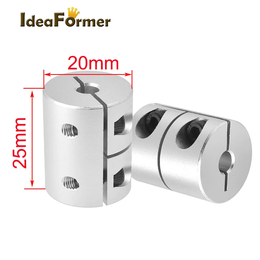 1/2pcs 3D Printer Parts Rigid Shaft Coupler Clamp Stepper Servo Motor Coupling D20 L25 5x8mm for Cr10 Ender-3 T8 Lead Screw