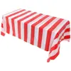 1Pc Red White Striped Tablecloth Plastic Dining Cover Circus Theme Birthday Supplies Reusable Banquet Cloth Table 1