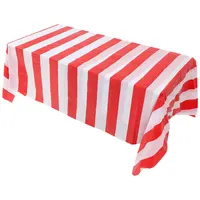 1Pc Red White Striped Tablecloth Plastic Dining Cover Circus Theme Birthday Supplies Reusable Banquet Cloth Table 1