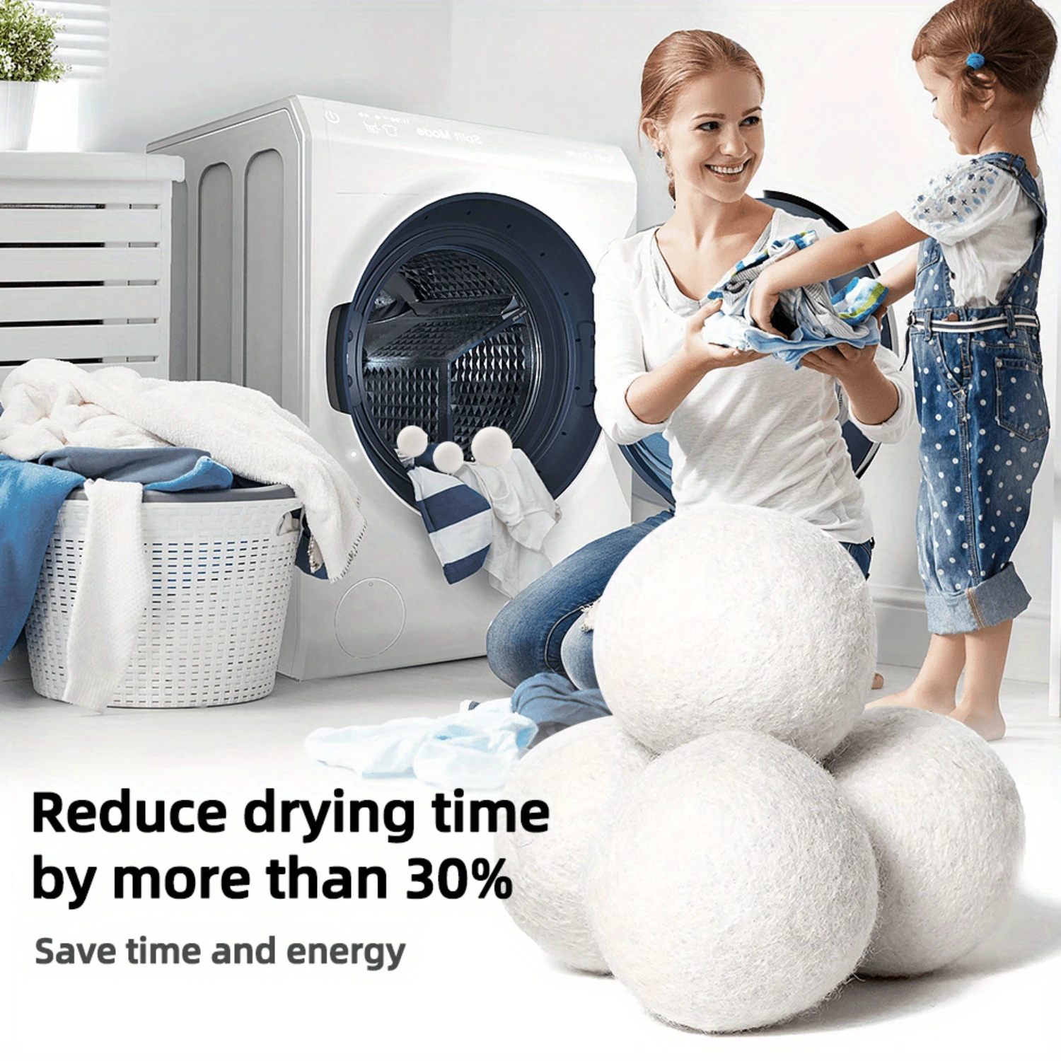 6pcs Wool Dryer Balls, Reusable Soft Laundry Balls For Faster Drying, Household Cleaning Supplies