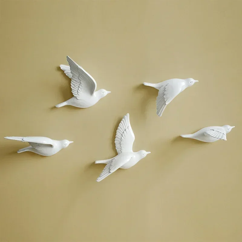 European Resin Birds Wall Hanging Pigeon Crafts Decoration Home Livingroom Sofa TV Background 3D Wall Sticker Ornament Art