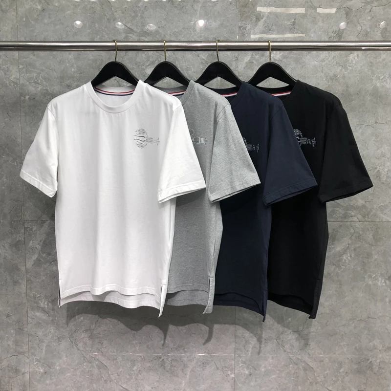 

TB THOM Men T Shirt 2023 Summer Korean Fashion Brand Tops Kawaii Lobster Pattern O-neck T-shirts Casual Sports Blouses