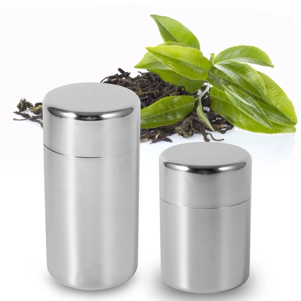Tea Tin Box Tea Canister Loose Leaf Tea Tin Tea Can Canister Stainless Steel Tins Canister Home Kitchen Canisters for Coffee Sugar Storage