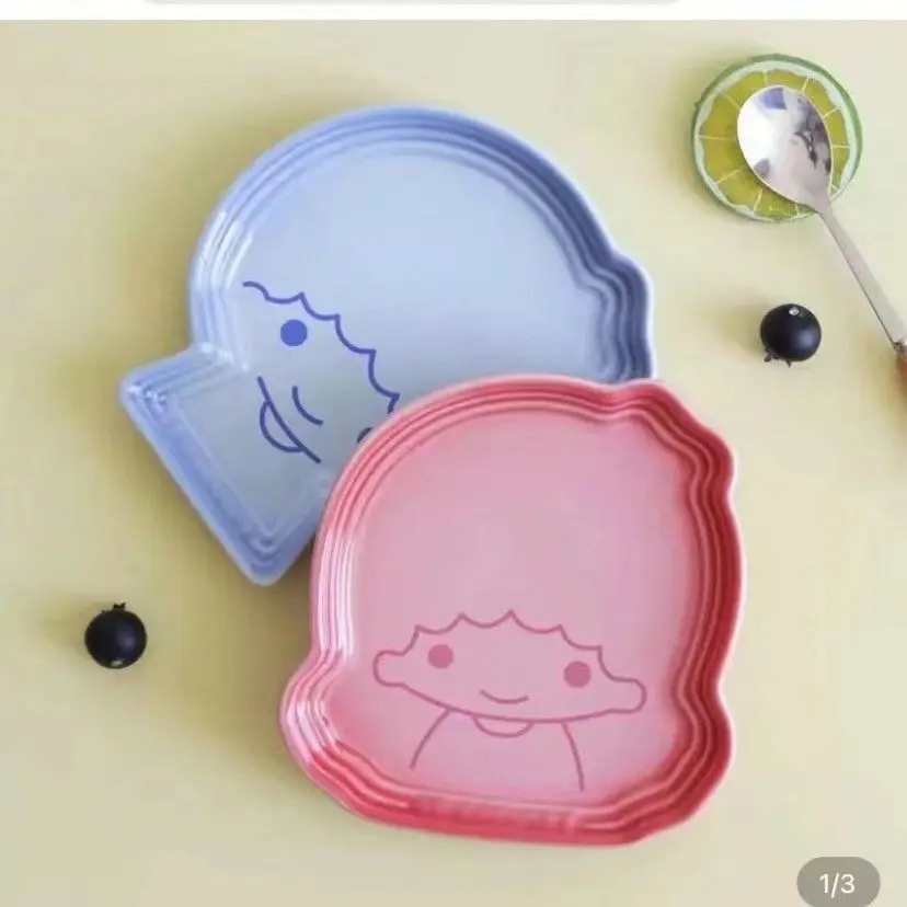 French Gemini Boys Girls Small Plate Seasoning Children's Dining Rice Plates Tableware Small Dish Ceramic Bread Sushi Plate ceramic dessert plates