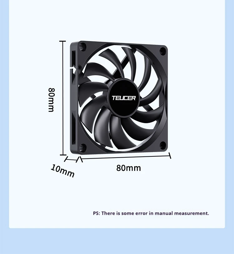 UT-8010 80mm PC Fan, 800-3000RPM 4Pin PWM 11 blade silent Cooling Fan