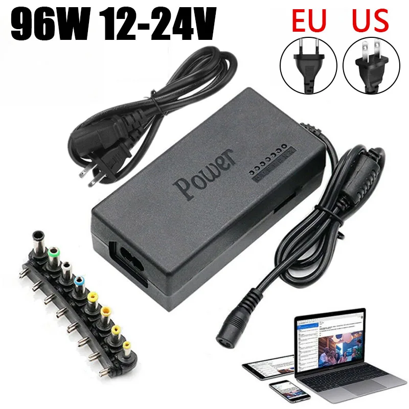 96W 범용 휴대용 AC 노트북 전원 어댑터 12V 15V 16V 18V 19V 4.5A 20V 24V 충전기 (도시바, HP, 아수스, 에이서, , 레노보 호환)