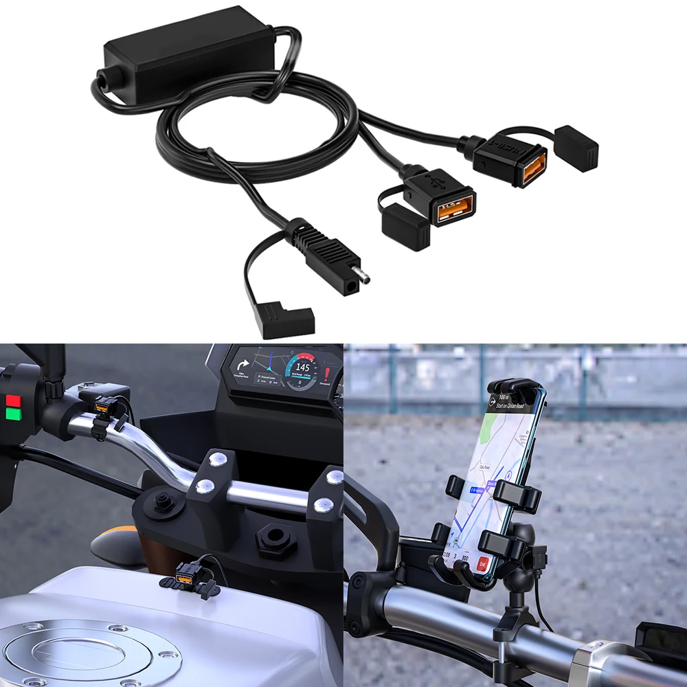 

24V 12V USB Chargers Motorcycle USB Ports Power Adapter QC 3.0 Waterproof SAE Version Configuration Motorbike Handlebar Mounts