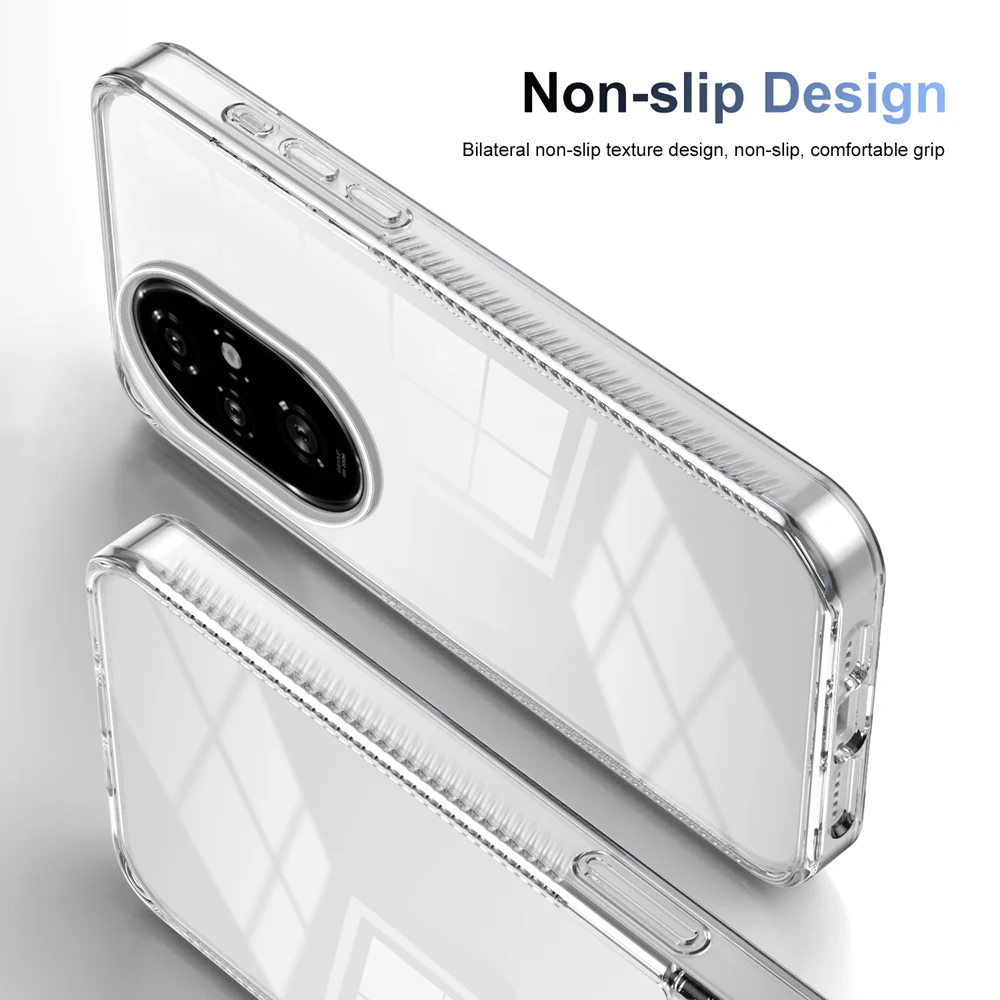 Transparent Shockproof Phone Case - Soft Anti-slip HD Clear TPU+PC Cover