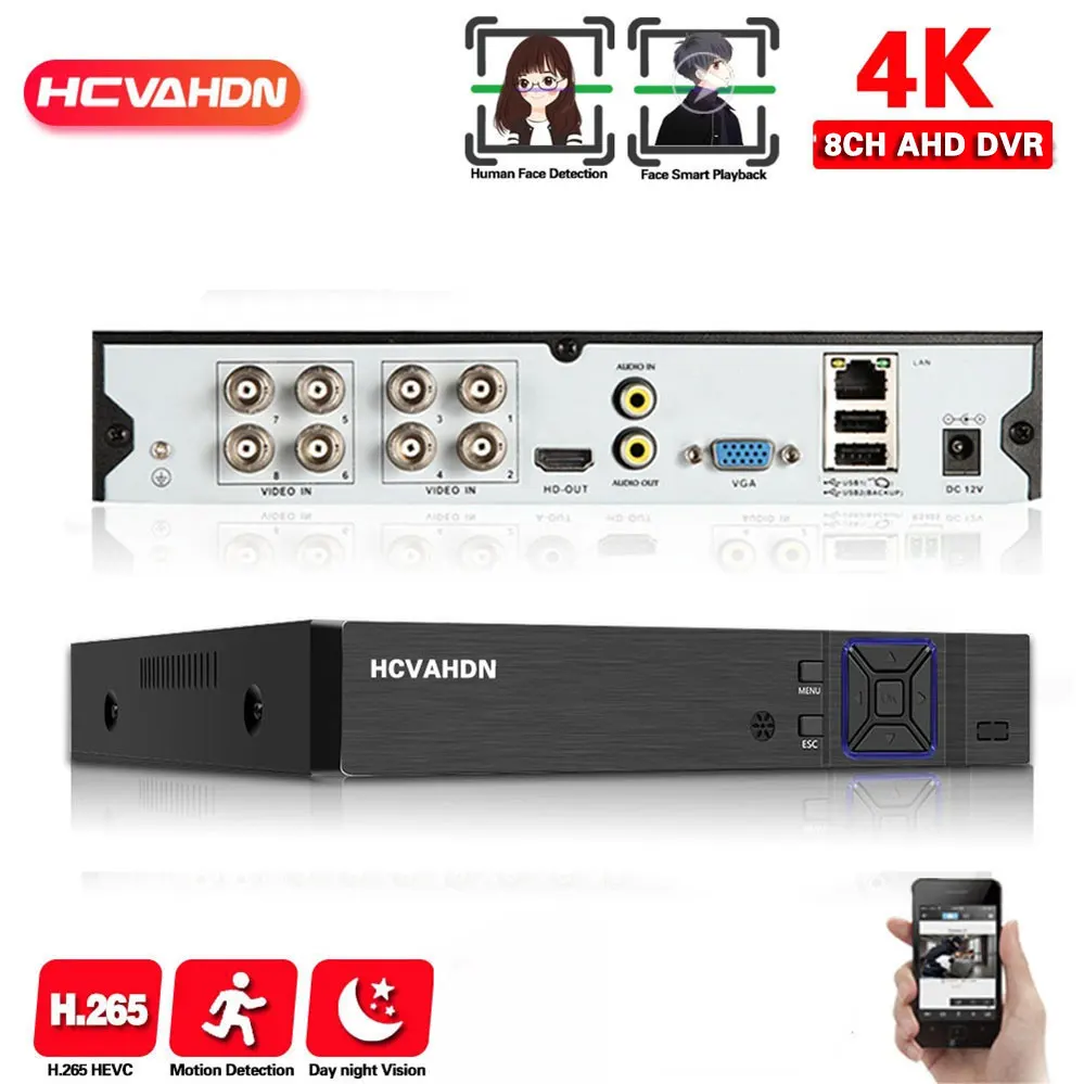 8Mp 8 Canali Ibrido 6 In 1 Nvr Tvi Cvi Ahd Cctv Dvr Videoregistratore Di Videosorveglianza 4K Hd Xmeye Sicurezza Videoregistratore Digitale 4Ch