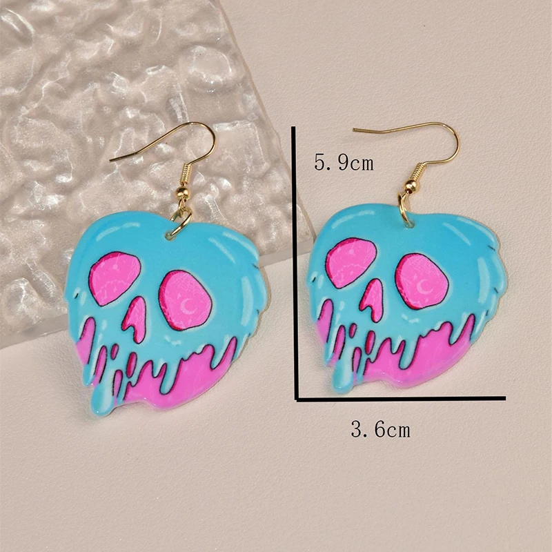 Cartoon Punk Purple Skeleton Acrylic Earrings For Women Snake Cat Sheep Horn Love Resin Ear Drop Trendy Jewelry Accessories Gift