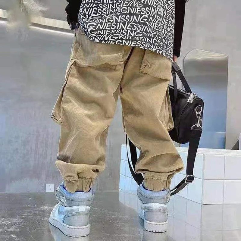 Boys Cargo Pants Winter Autumn Thick Boys Trousers Casual Kids Fleece Sport Pants Teenage Children Clothes For 110-170cm