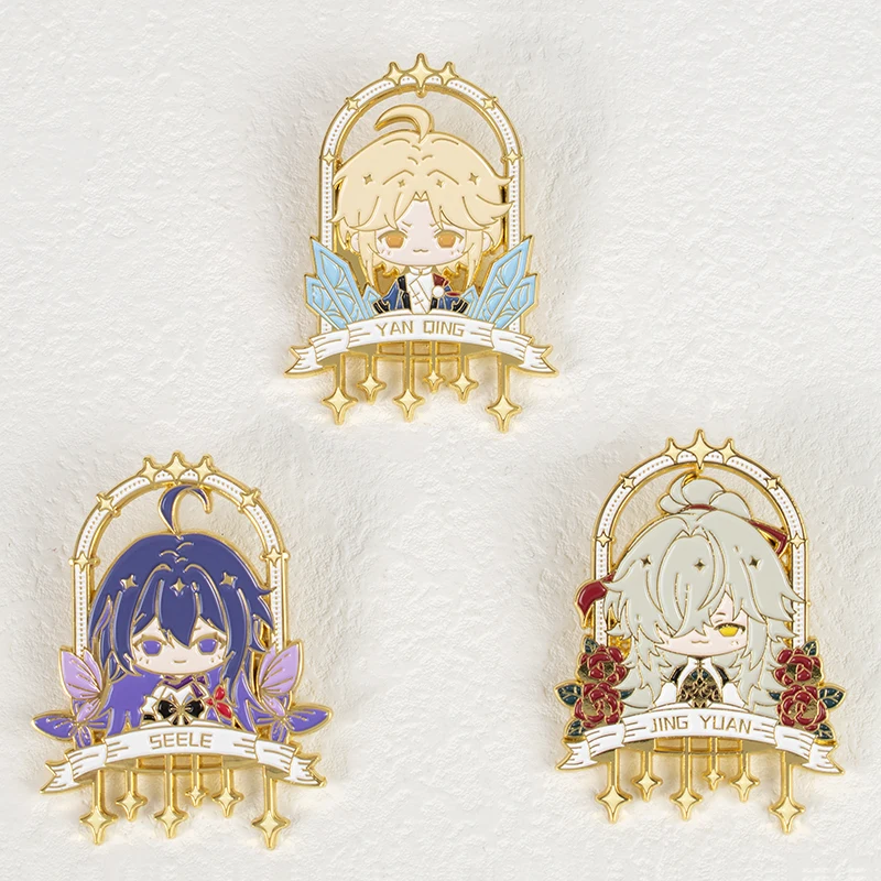 

Game Honkai: Star Rail Jingyuan Yanqing Luocha Dan Heng Seele Q Version Pins Metal Badge Brooch Anime Cosplay Bag Pendant
