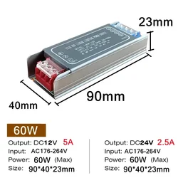 Universal Mute LED Lighting Power Supply Adapter, 60W - 400W, AC/DC Converter for Enhanced Illumination (60W)