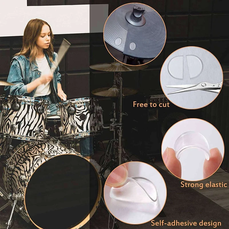 56PcsDrumDampenersGelPadsSiliconeDrumSilencers3ColorsDrum