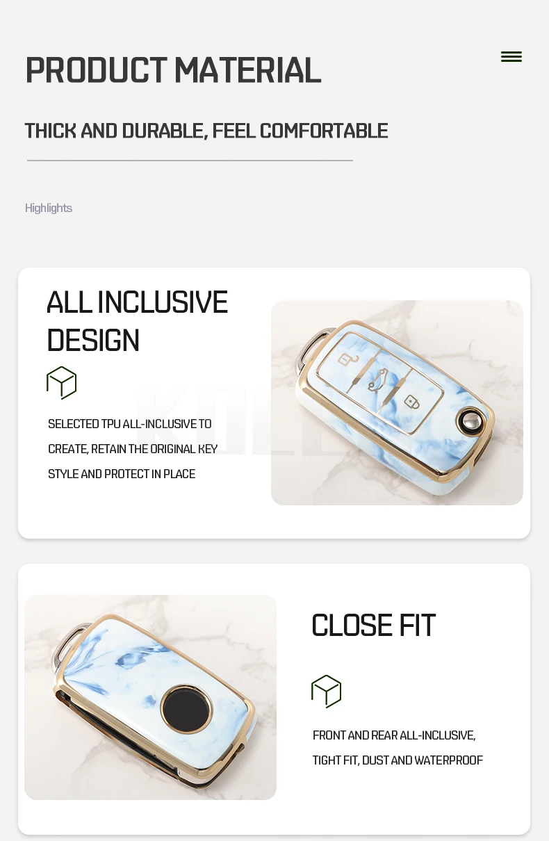 Nuovo TPU Car Flip Key Case Cover Shell per Volkswagen VW Polo Golf Passat Tiguan Beetle Caddy per Skoda Octavia Seat Leon Altea - S67bc205dfcf443cd8c87889d83a9c382L