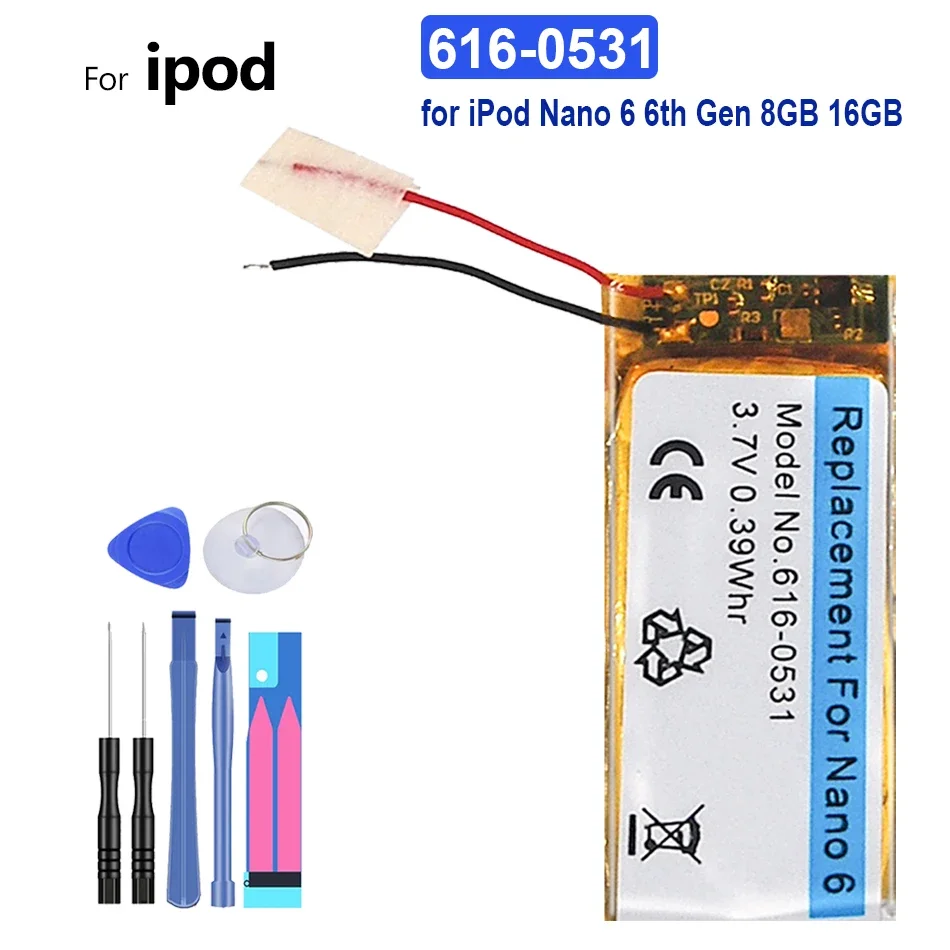 Mp3 Batteria 616-0531 Per Ipod Nano 6 6Th Gen 8Gb 16Gb Nano6 Nano6Th/Nano 4 4Th Gen Nano 7/7Th Mb903Ll/A;616-0639;616-0640 Mp4