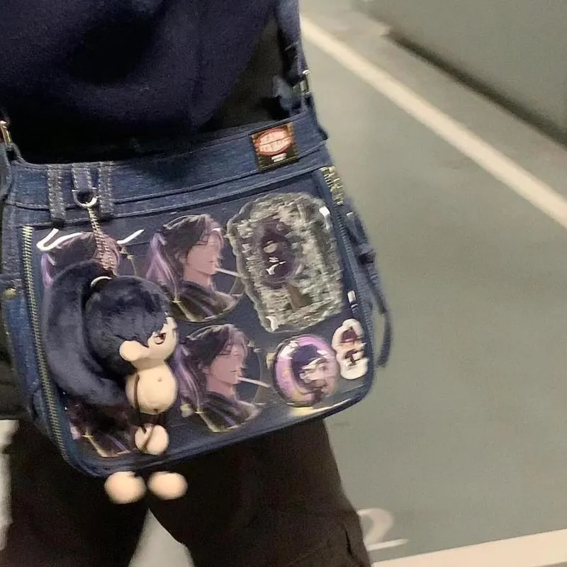 JIAERDI Harajuku Denim Ita Bags Women Sweet Cool Transparent Messenger Bag Purse Ladies jk Uniform Casual Crossbody Bags 2025