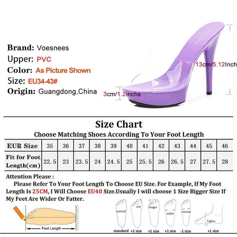 Women PVC Transparent High Heel Slippers 2025 New Ladies Thick Platform 13CM Stiletto Slip-on Female Shoes Summer Black Sandals 5