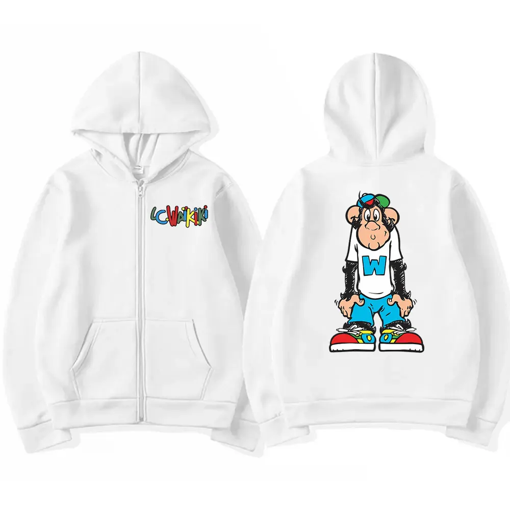 Solemn Lc Waikiki Monkey Graphic Zipper Hoodie Male Fashion Oversized Sweatshirt Men Women's Casual Fleece Cotton Zip Up Jacket