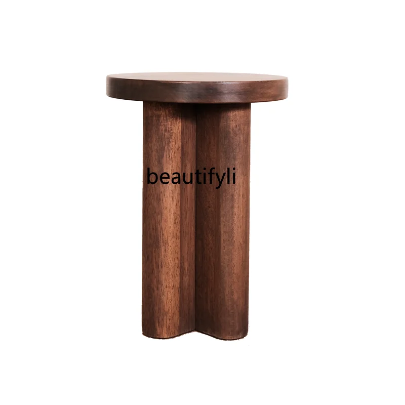 

Боковой столик цвета шампанского, тихий журнальный столик из массива дерева в скандинавском стиле ретро, дизайнерская мебель для гостиной