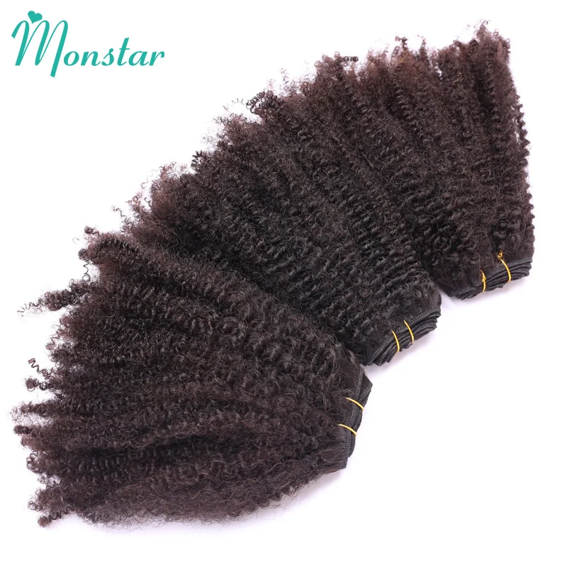 Monstar Clearance Sale Items Afro Kinky Curly Coily Hair 100g/pc Natural Color Brazilian Weave Remy 100% Human Hair Bundles Deal 4