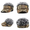 Men Baseball Cap With Spiked Hairs Wig Unisex Fake Wigs Hip Hop Sunhat Outdoor Camouflage Printed Jungle Cycling Sunshade Visors 6