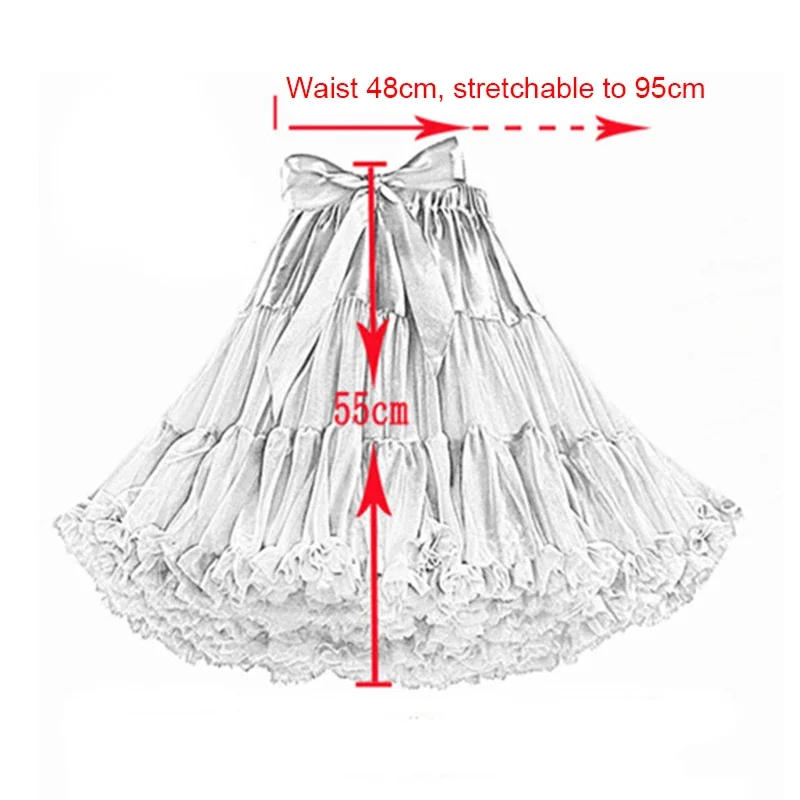 Lolita Petticoat Tulle Tutu Skirt Knee Length Women's Soft Puffy Tulle Petticoats Lolita Ballet Dance Pettiskirts Costume Tutu Skirts Layered Underskirt 55CM Long