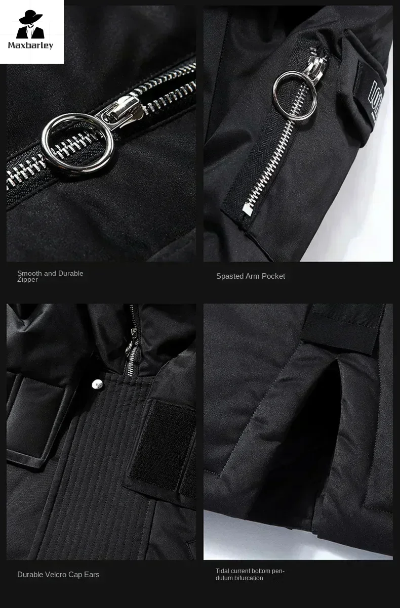 Winter Large Collar Men's Parka Down Jacket Men's Mid Length Thickened Warm White Duck Down And Women's Outerwear