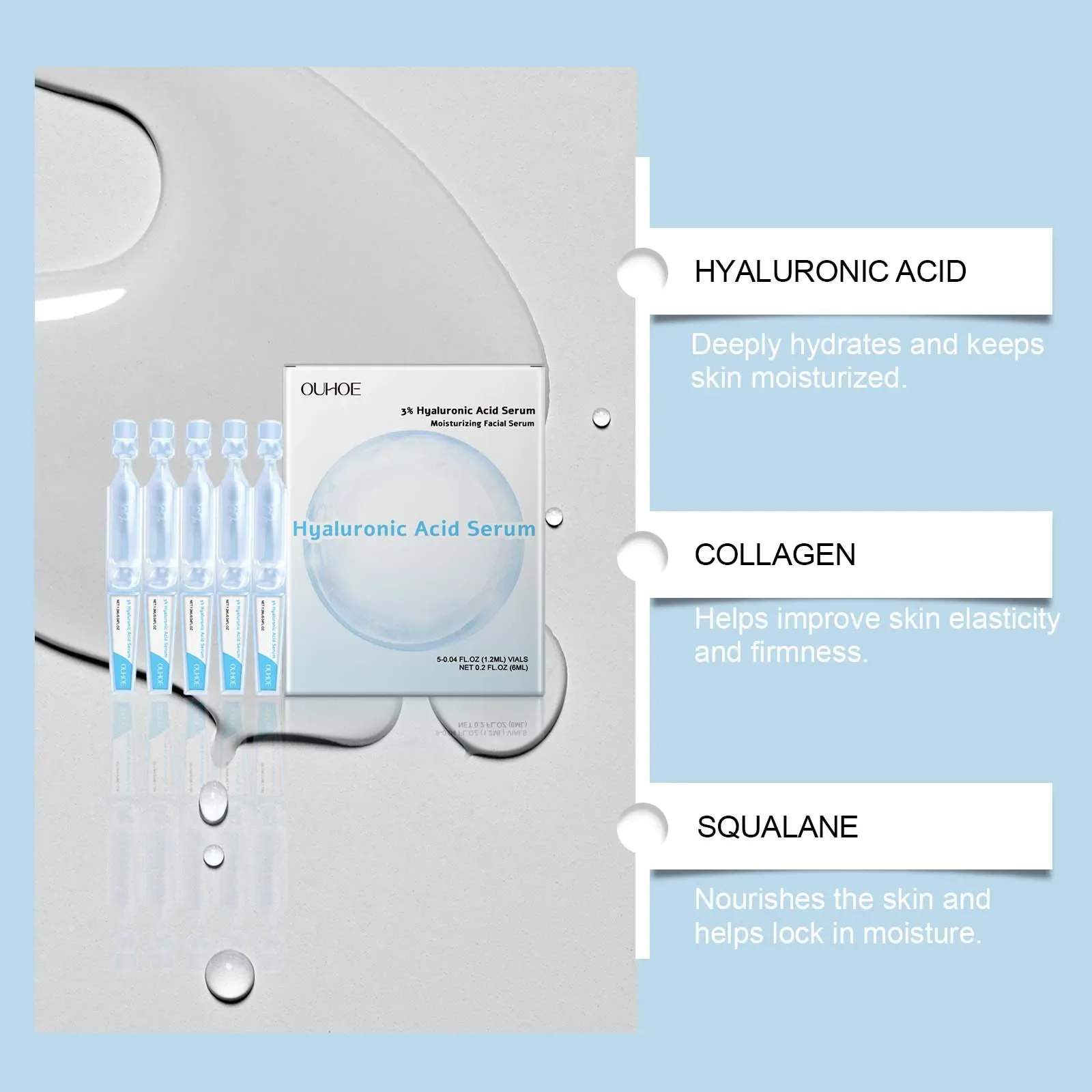 Pure Hyaluronic Acid Remove Wrinkle Face Serum Firming Lift Anti-Aging Serum Fade Fine Lines Improve Puffiness Korean Skin Care 6
