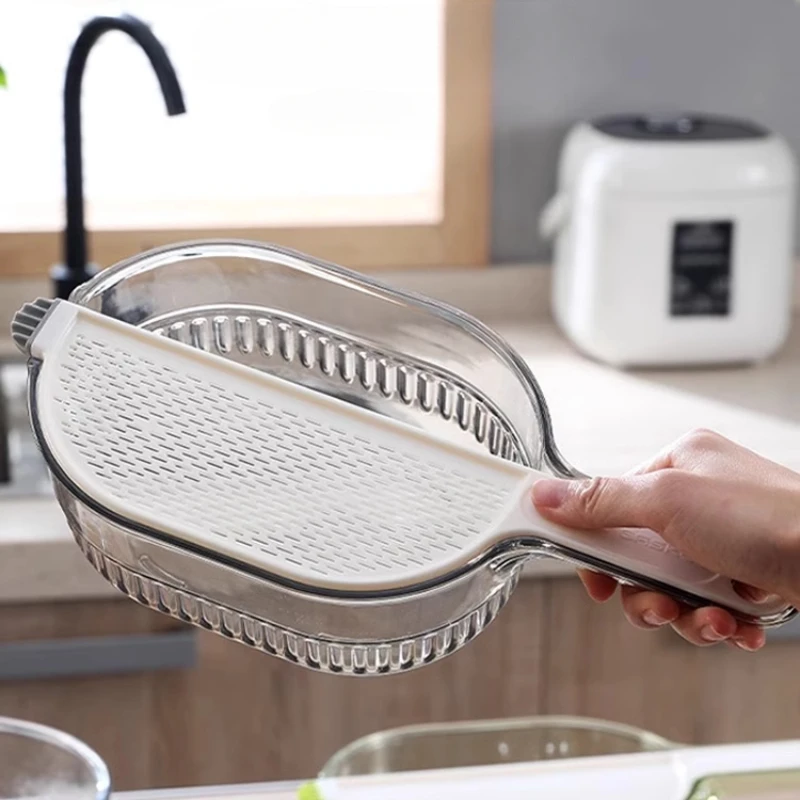 Washing Rice Artifact Kitchen Washing Rice Sieve Drain Basket Home Multi-functional Dormitory Vegetables and Fruit Basin