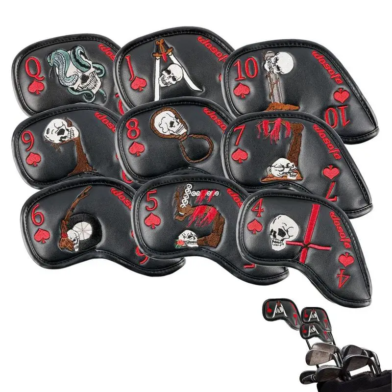 

Golf Club Head Covers For Woods 9pcs Skull Corresponding Number Tags To Protect Clubs Driver Headcover Golf Accessories For Men