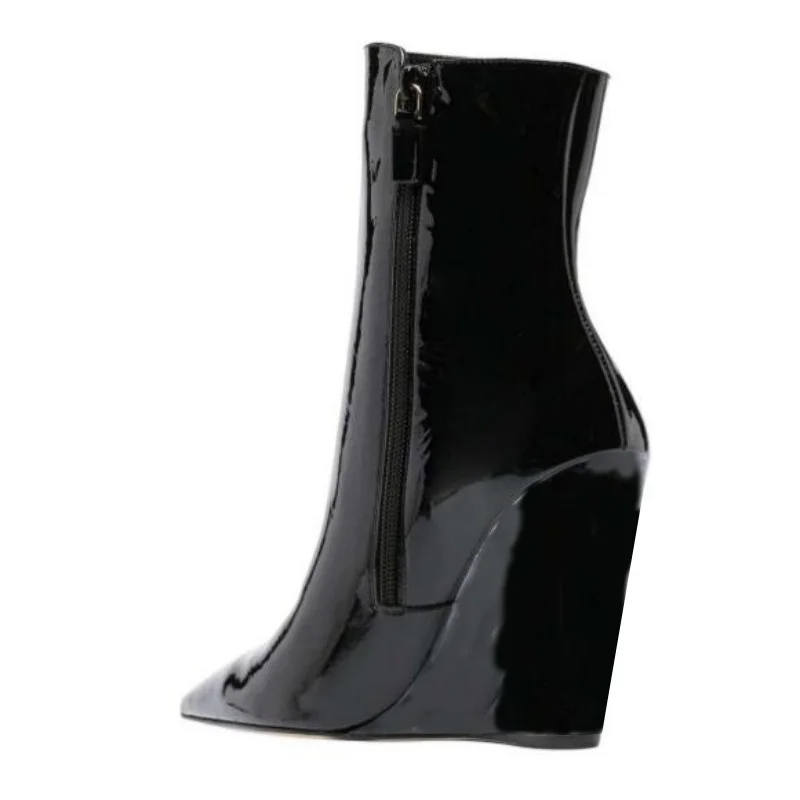 

SHOFOO shoes Fashion women's high heels boots. About 11 cm heel height. Wedges heeled boots. Ankle boots. Pointed boots. 34-45