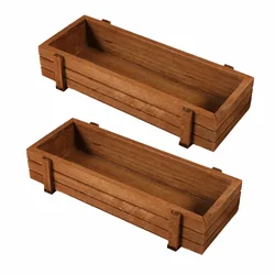 Vintage - Style Rectangular Wooden Planter Box Set - Rustic Succulent & Flower Display (2PCS)