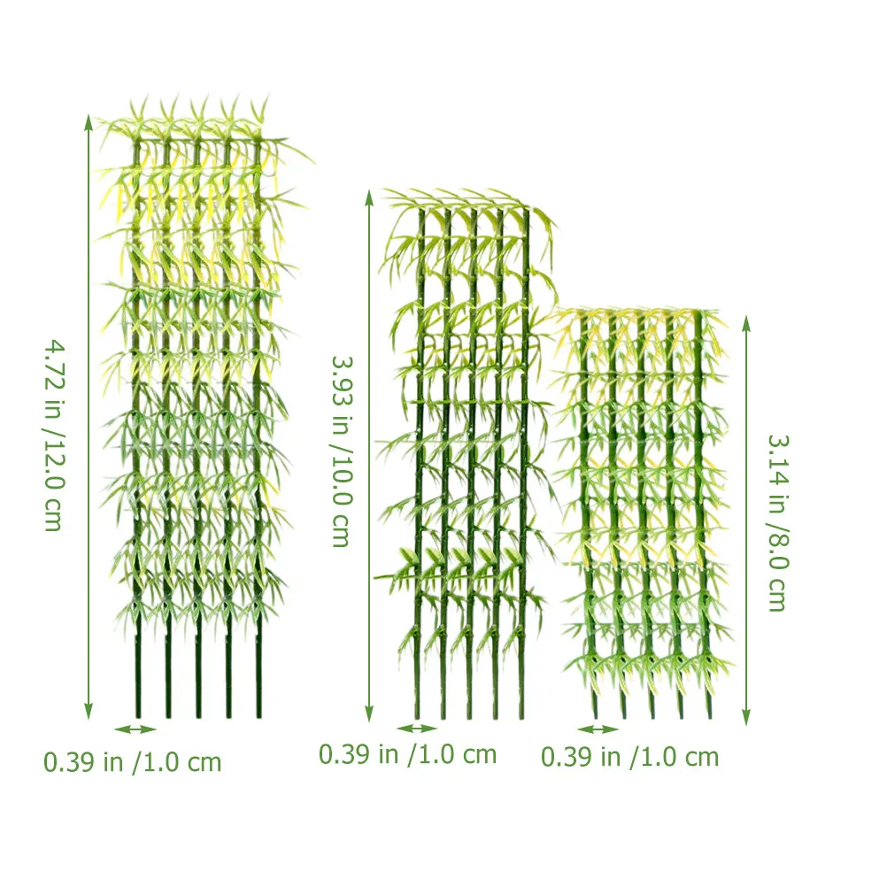 50pcs 인공 대나무 식물 모조 플라스틱 나무 장식 실물 같은 미니어처 인공 대나무 식물 파티 DIY