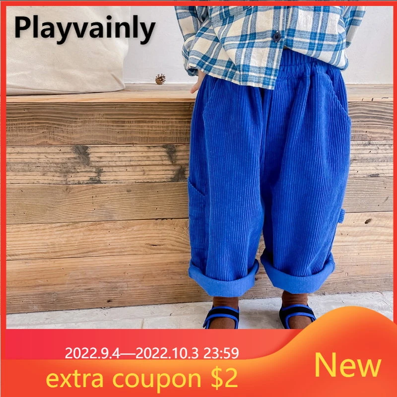 New Autumn Baby Girl Pants Royal Blue Khaki Elastic Waist Haren Pants