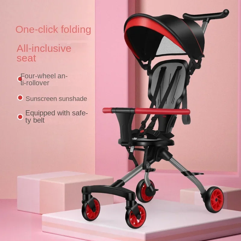 

Lightweight Stroller High Landscape Foldable Travel Stroller Boardable Newborn Two-way Seat Shock Absorption Baby Stroller