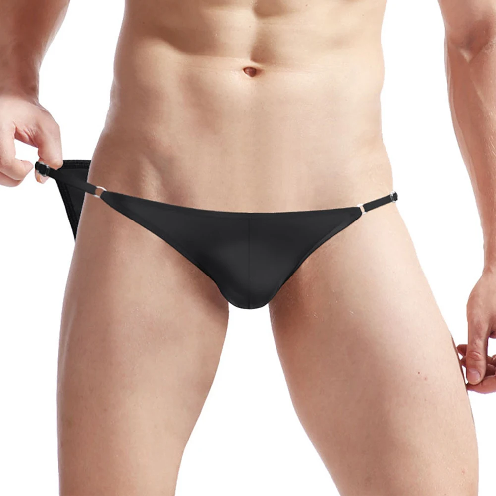 

Sexy Men Ice Silk Briefs Slim Side Hight Cut Underwear Hip Lift Thin Elasticity Thong Sheer Breathable Bikini Underpants