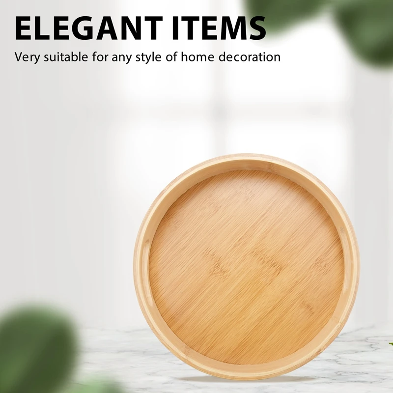 Round Serving Bamboo Wooden Tray for Dinner Trays Tea Bar Breakfast Food Container Handle Storage Tray 1