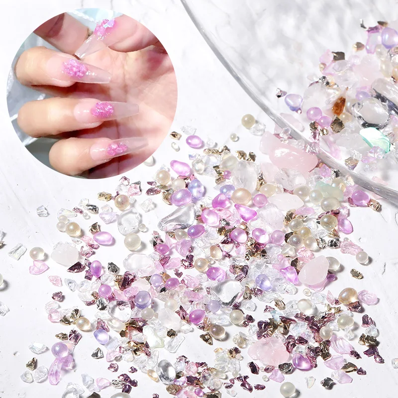 1 scatola di dimensioni miste perline per unghie irregolari pietra di vetro rotto Glitter strass gioielli Charms 3D accessori per la decorazione di Nail Art