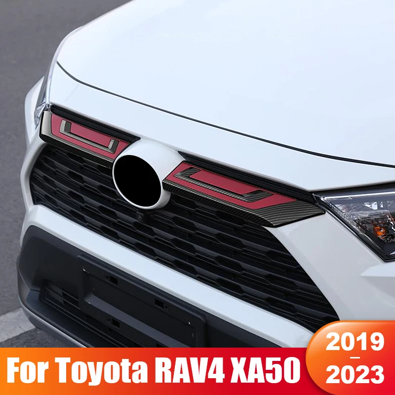 

For Toyota RAV4 XA50 2019 2020 2021 2022 2023 RAV 4 Hybrid Car Racing Grills Front Grille Trim Strips Cover Exterior Accessories