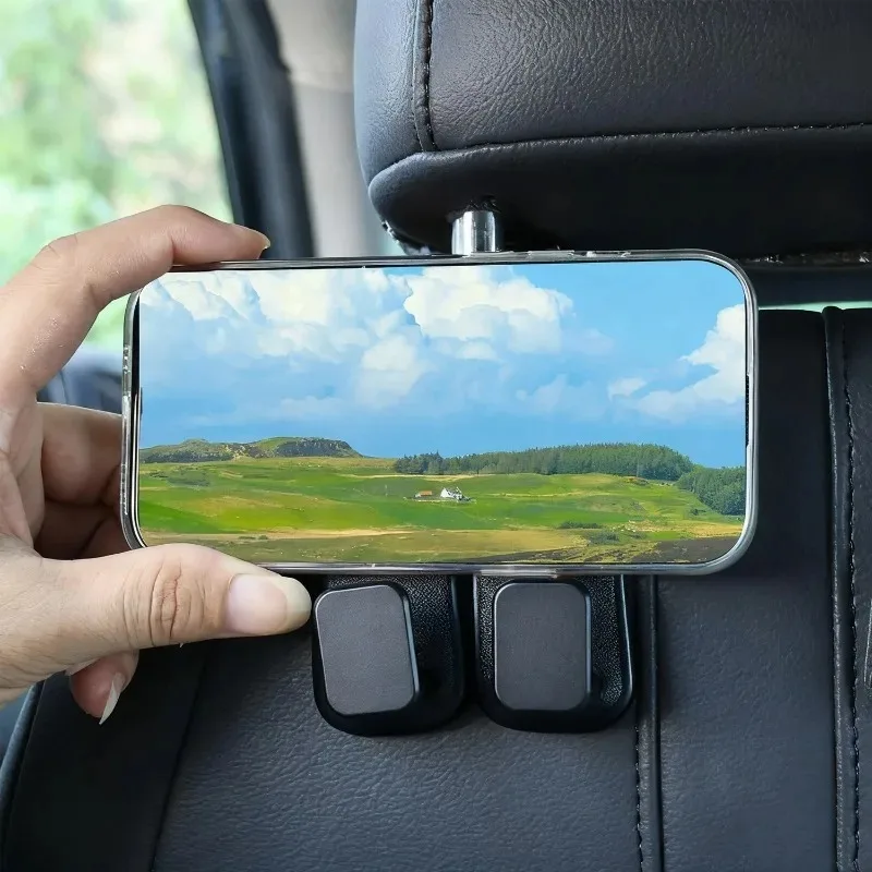 Car Seat Back Leather Hook Stylish Design Anti-Scratch Auto Headrest Storage Hanger Car Interior Hook for Handbag Purse Coat