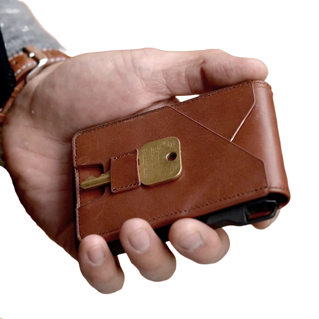 Tactical Wallet Credit Card Holder with Silicone Cash Band Rfid Blocking Top Grain Leather