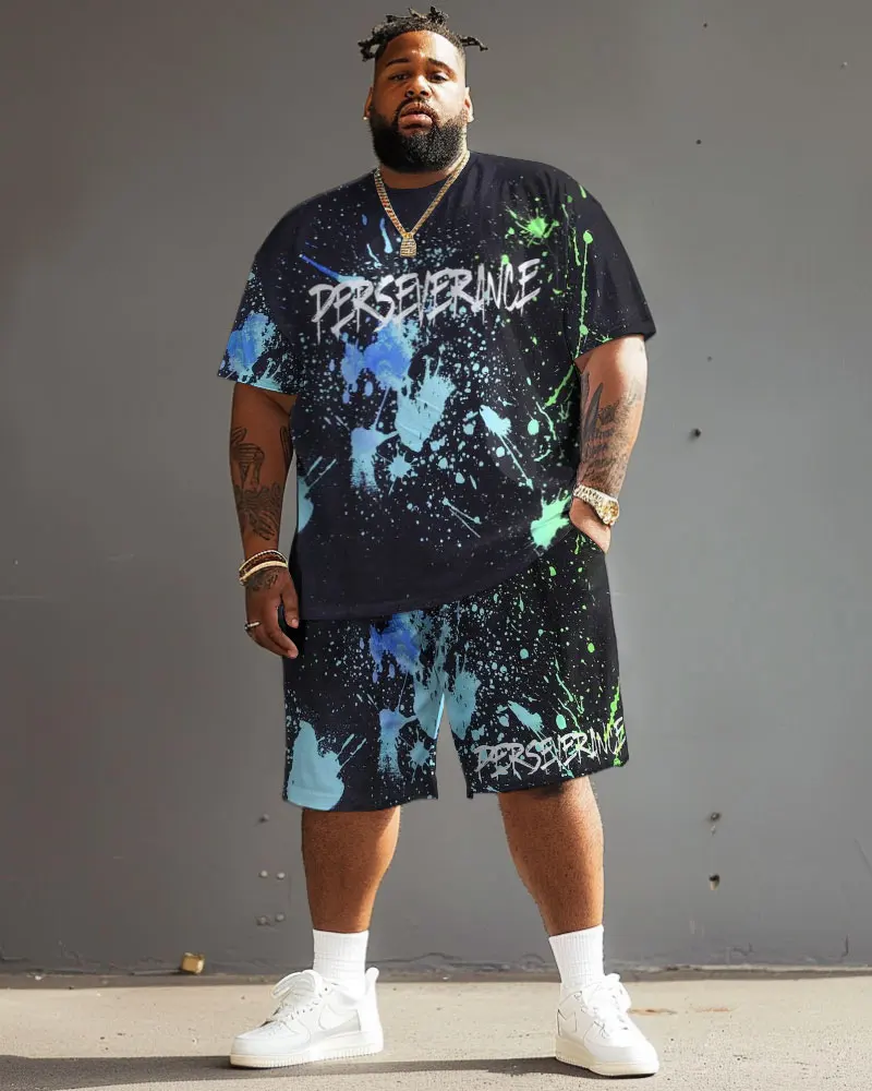 Biggmans Plus Size L-9XL Men's  Street Funny Expressions Graffiti Print Large Man Suit