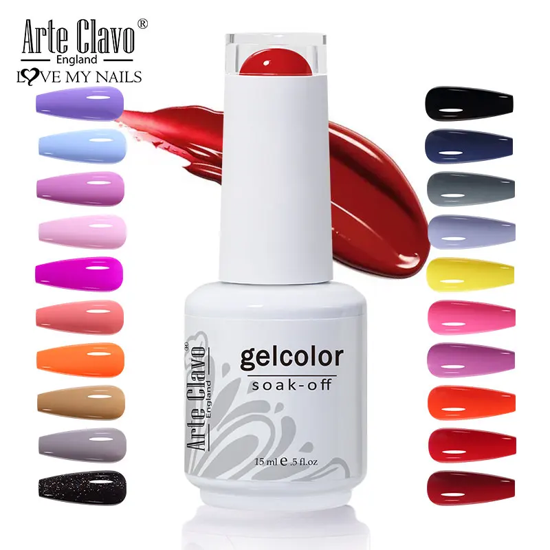 

Arte Clavo 15ml Gel Nail Polish of Nail Varnish Hybrid Jelly Color Pink French Nail Art Gel Manicure for UV Led Semi Permanent