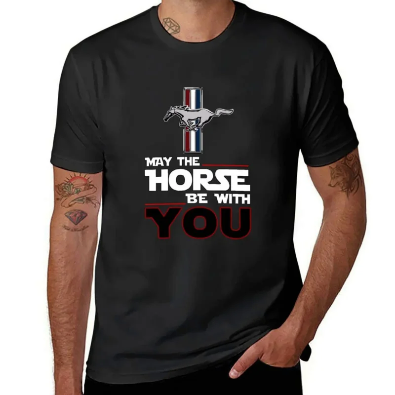 

May the Horse Be with You Mustang T-Shirt korean fashion animal prinfor boys hippie clothes heavyweight t shirts for men