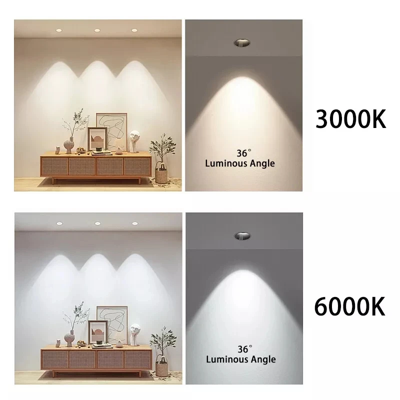 가정용 LED COBD 스포트라이트, 조광 가능, 36 도 조명, AC 220V, 차가운 따뜻한 흰색, 7 W, GU10, GU5.3, E27, B22, MR16
