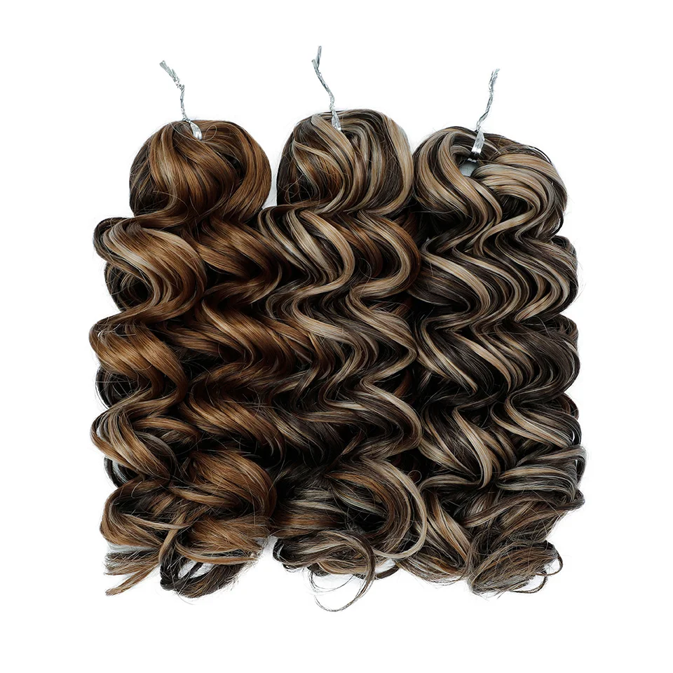 Gladys 12 Inch Body Wave Synthetic Hair Extension Ombre Brown Braiding Daily Life Hair Extension 3pcs/lot Crochet Hair Extension 2