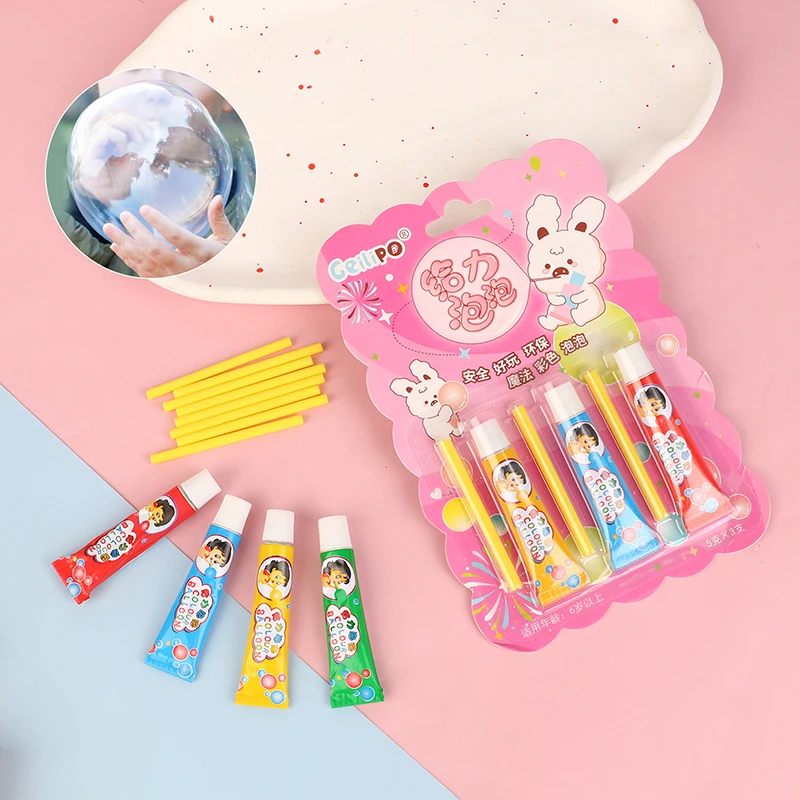 1/3PCS Blowing Colorful Bubble Ball Plastic Balloon Won't Burst Safe For Kids Boys Girls Gift Cartoon Magic Bubble Glue Toy 3